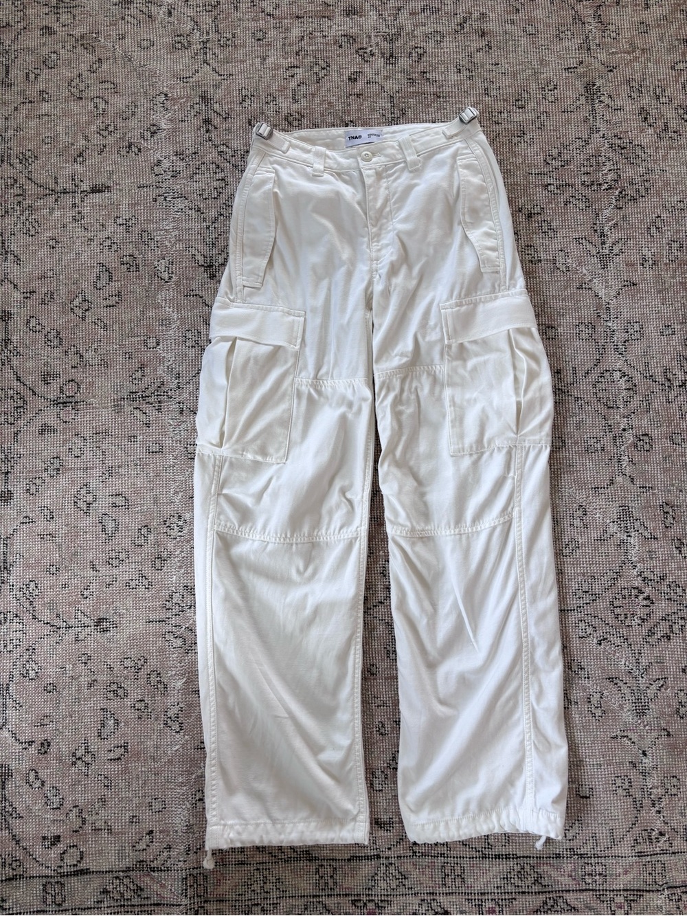 Aritzia TNA cargo pants cream white cotton 0 00 XS
